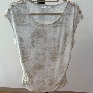 Calvin Klein Women's Cream and Gold Blouse